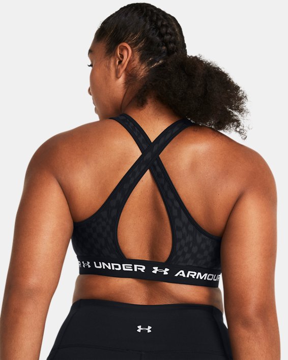 Women's Armour® Mid Crossback Printed Sports Bra, Black, pdpMainDesktop image number 6